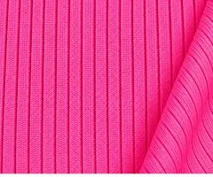 Amostra do tecido Canelado na cor Pink Neon
